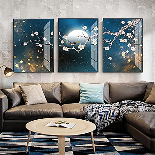 Fleur de prunier Art Toile grand format impression haut de gamme 3 pièces