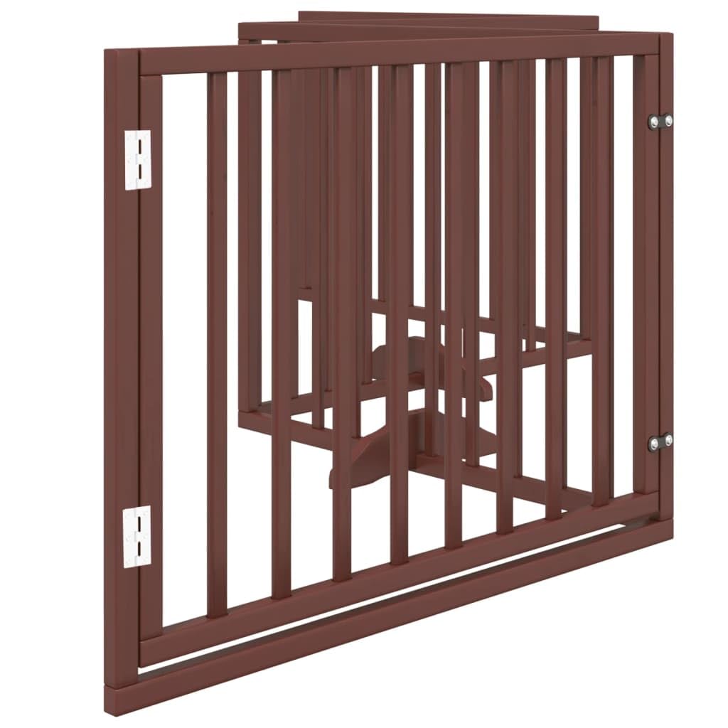 vidaXL Cancelletto per cani con porta pieghevole 4 pannelli marrone 320 cm in legno di pioppo