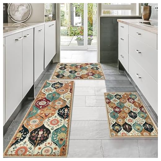 Deoxys 3 pcs Kitchen Mat Anti-Slip Waterproof Soft Diatomite Mat Kitchen Floor Mat Oil-Proof Long Kitchen Carpet Bathroom mat Floor Mat Long Carpet Kitchen Rug(3 PSC)