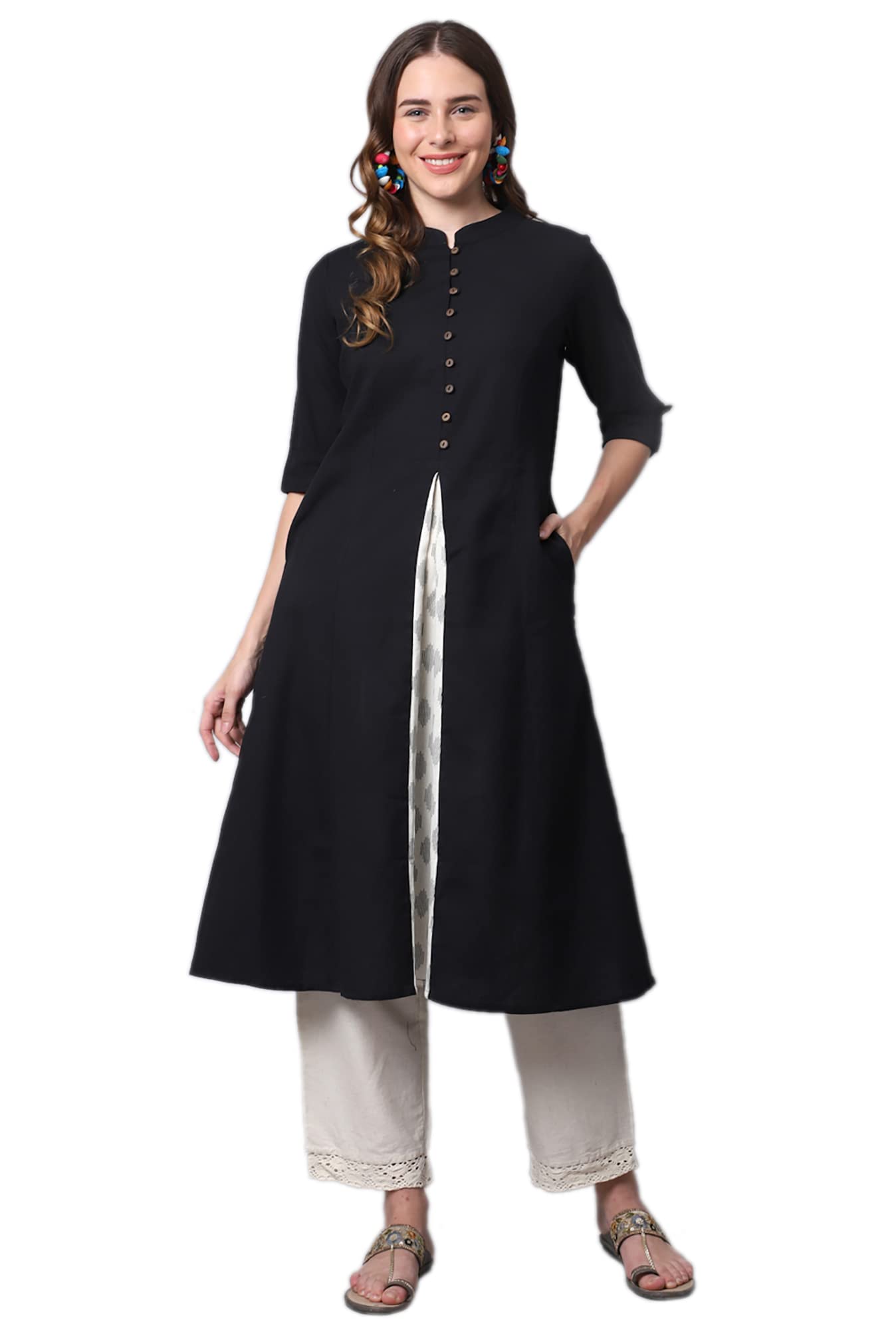 Pistaa's Women Cotton Printed Cut Regular Kurta