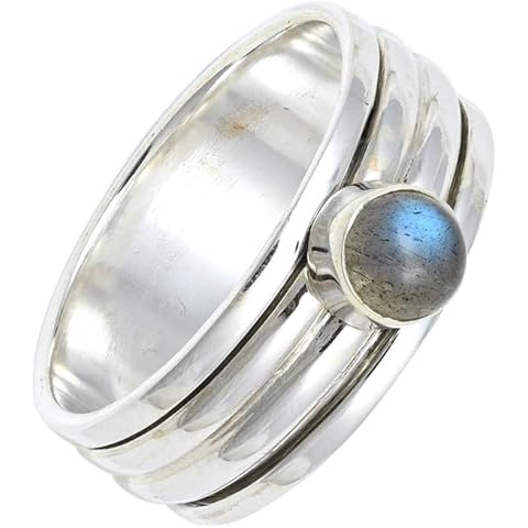 SILVERNROCK 925 Sterling Silver Labradorite Spinner Ring Cover