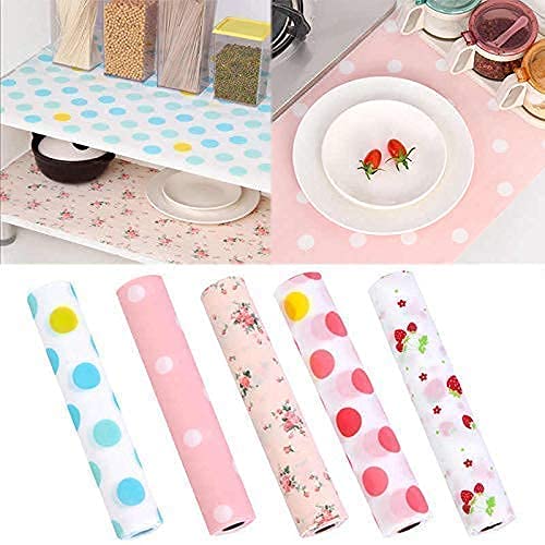 Image of Anti-Slip Kitchen Cabinet Drawer Shelf Mat Liner Sheets for Waterproof Shelf Paper with Modern Pattern EVA Cabinet Mat Easy to Cut- Sheet for Fridge (Multicolors Mat, 30x300 CM) (Pack of 1)