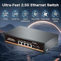 2.5G Unmanaged PoE Switch mit 4 x 2.5G Base-T Ports und 2 x 10G SFP Uplink Port, kompatibel mit 100/1000/2500Mbps, Fanlesss Design, Plug & Play, 2.5Gb Power Over Ethernet Switch(6) – Ansicht 3