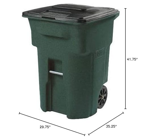 image for Toter 79296-R2968 96 Gallon Greenstone Trash Can with Wheels and Attac