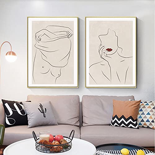Affiche de dessin au trait abstrait pour sublimer votre salle de bain de notes nordiques