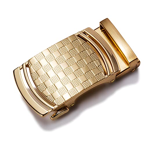 Dubulle LXHDK-2269DE-110-A Men'S Ratchet Belt Fashion Gold Plaid Design Automatic Slid Buckle Black Ratchet Belt Trim To Fit Business Casual Belt thumb #5