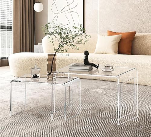 Amazon.com: Clarte Acrylic Nesting Tables Set of 3 | Compact Storage ...