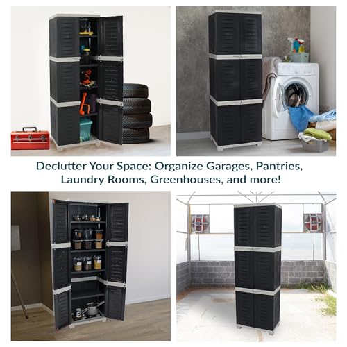 Image of Sunnydaze 72 inch Garage Storage Cabinet with Locking Doors & Shelves, Gray