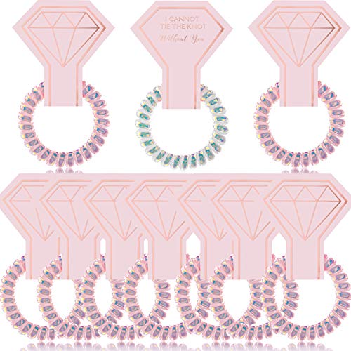 Bridesmaid Proposal Gifts Spiral Hair Ties,Coil Hair Ties, Phone Cord Hair Ties For Bridal Party Gifts, Bachelorette Party Favors(1p White and 9p Pink)