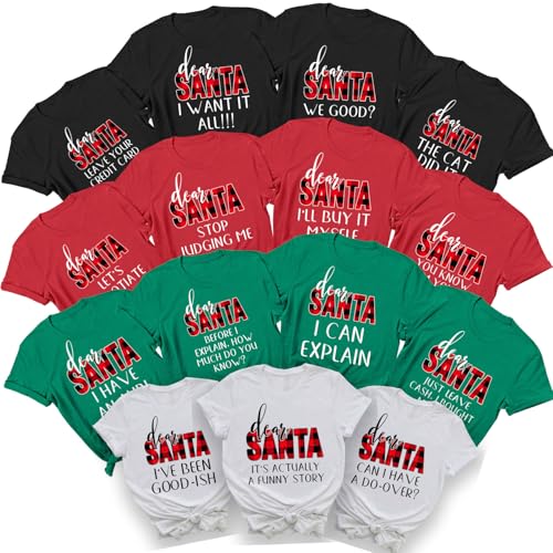 Dear Santa Sayings Shirt Matching Family Christmas Outfit 2024, Santa Claus Group T-Shirt Matching Christmas Pajamas2