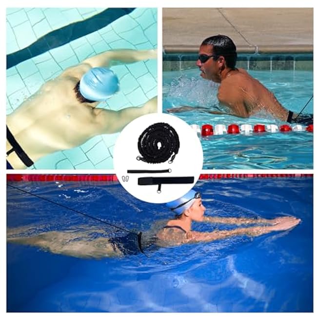 Swim Training Equipment, Pool Tether Aquatic Belt Exercise Resistance Band for Men and Women Improve Strength Power Agility