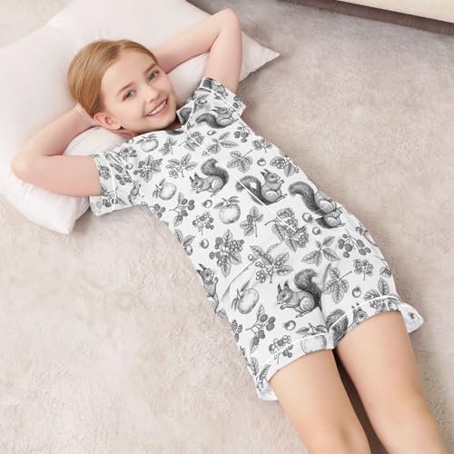 VIGTRO Summer Satin Pajamas Set Silky Button Down Sleepwear Short Sleeve 2 Piece PJ Set Loungewear Size 5-14Y4