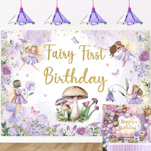 Toile de fond premier anniversaire fille et fleurs magiques pour immortaliser ses premiers souvenirs
