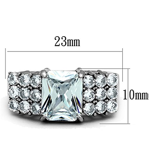 Marimor Jewelry Women's Stainless Steel 316 Radiant Cut 4.57 Carat Zirconia Engagement Ring2