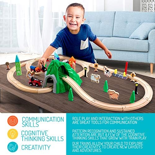 Maxim 50pc Mountain Prepare Set Set for Toddler with Double-Aspect Prepare Tracks Suits Brio, Thomas, Melissa and Doug, Children Wooden Toy Prepare for 3,4,5 Yr Outdated Boys and Women 2 51pbHWvfKoL. AC