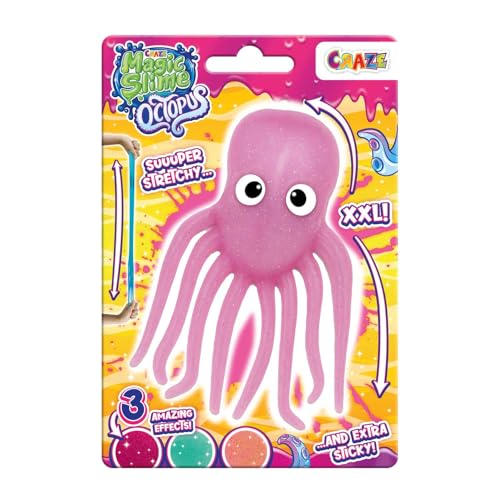 Craze Magic Slime Octopus - Poulpe en Slime Enfant Ultra Extensible et Collante, Brille dans Le...