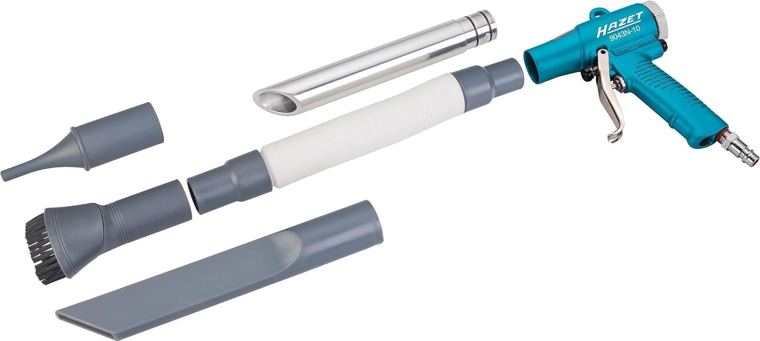 HAZET Aspirateur-souffleur 9043N-10 I Commutation à une main, avec boîtier métallique, niveau de vide : 7,5 mmHg I Pour aspirer les saletés dans le sac à poussière et souffler les surfaces