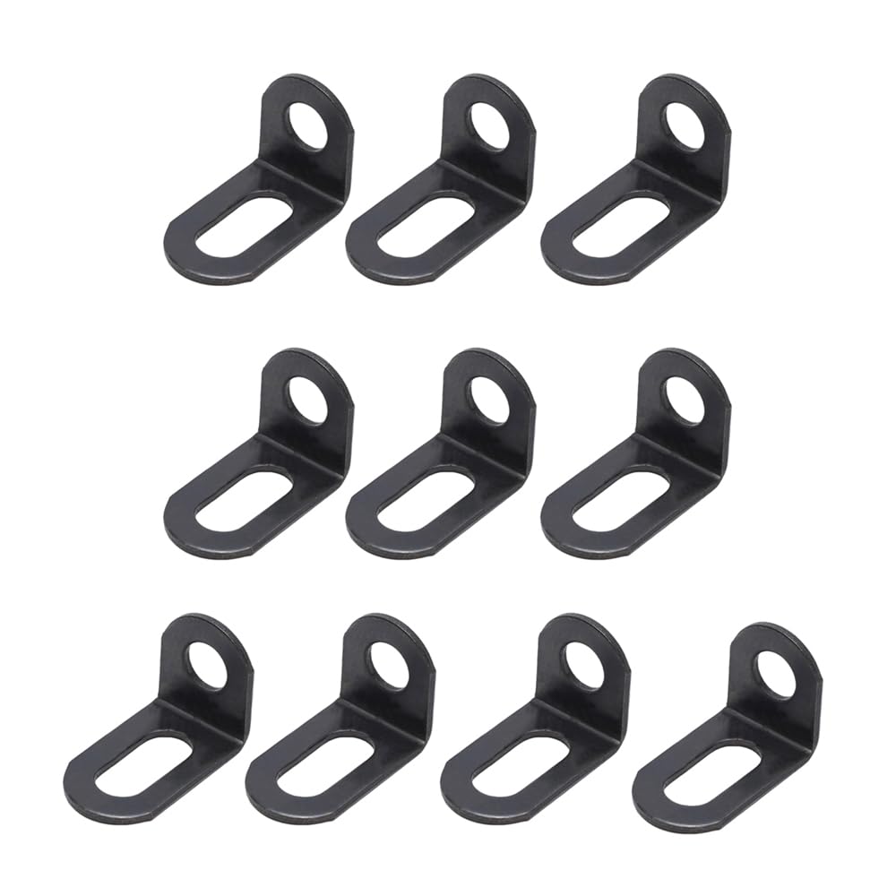 10PCS Metal Bracket Plate, Stainless Steel L Shaped 90 Degree Right Angle Brackets for Wood Furniture Cabinet Chair Table (Black)
