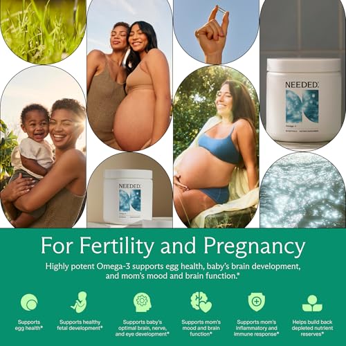 Image of Needed. Prenatal Omega-3 - High Potency Dose of Sustainably Sourced Fish Oil, 1000mg DHA, 1000mg EPA, Encased in a Gelatin-Free, Plant-Based Softgel Shell