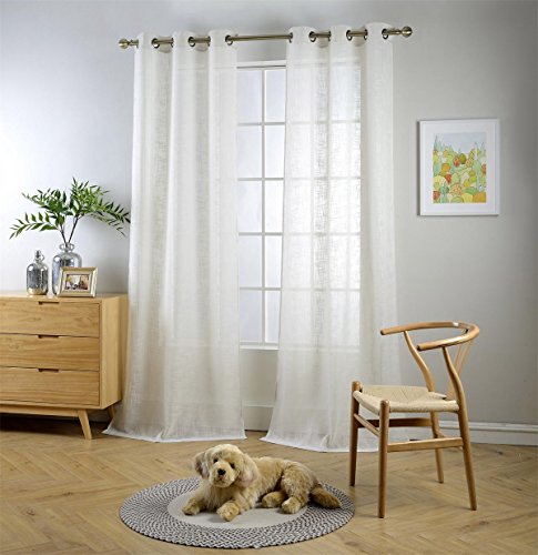 Miuco - Visillos de polilino con ojales para sala de estar, 2 cortinas (2 x 94 cm de ancho)