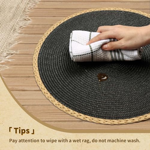 Noctiflorous Round Braided Placemats Set Of 8 Table Mats 15 Inches Washable Heat Resistant For Dining Table Non-Slip Indoor Outdoor Place Mats For Thanksgiving Christmas Easter thumb #3