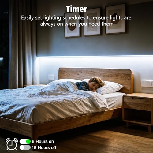 Image of echosari Battery Operated Led Strip Lights White with Remote, 8 Modes, Dimmable, Timer, Self-Adhesive, Cuttable, for PC TV Kitchen Cabinet Shelves Bedroom Decor (3m 90LED) (Pack of 3)