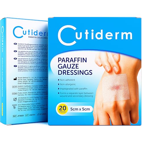 Cutiderm Apósitos De Gasa De Parafina 5cm x 5cm Paquete de 20 unidades