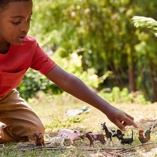 Image of Schleich Farm World - 7 PC Farm Animal Playset with Dog, Cat, Pig, Goat, Rooster, Baby Horse and Cow Toys - Realistic Barnyard Figurines - Fun Educational Figures For Kids and Toddlers Ages 3+ | 77533
