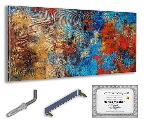 Tableau Peint à la Main Monica Mirafiori 100x50cm sur Toile de Qualité avec Cadre en Bois