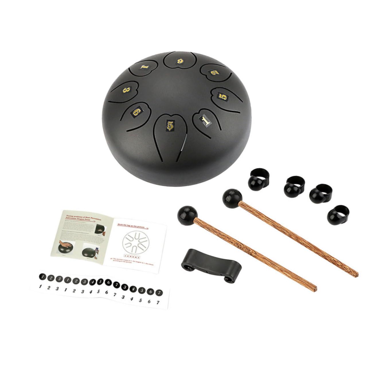 Instrumento de Percusión de Lengueta Negro Grande, Metal y Madera, Sonido Nítido, Fácil de Aprender, para Música y Ceremonia Religiosa
