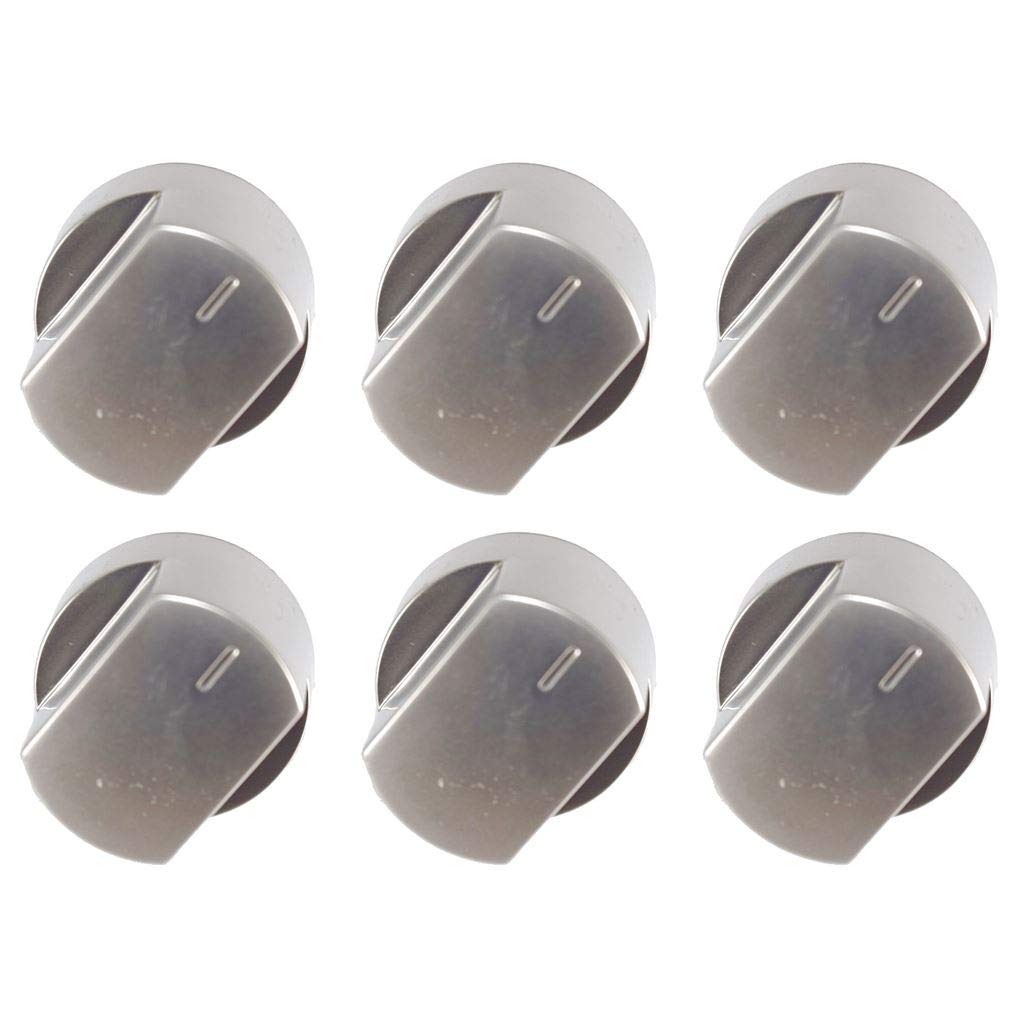 Ufixt Cooker Oven Control Knobs Silver Pack of 6 Compatible with Stoves