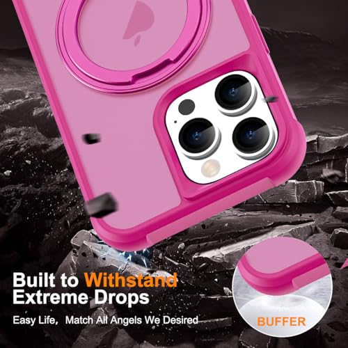 Image of Compatible with iPhone 16 Pro Case with Stand 6.3 inch,Rose Red