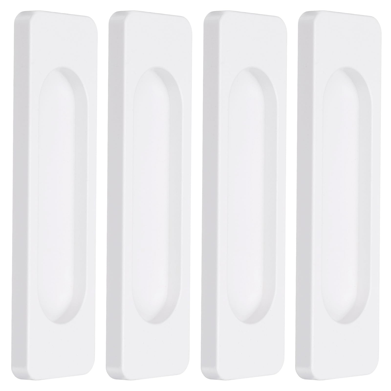 sourcing map 4Pcs Self-Stick Rectangular Sliding Door Pulls, 3.9" Aluminum Alloy Sliding Cupboard Door Handle Finger Push Pulls for Sliding Barn Door Windows Cabinets, White