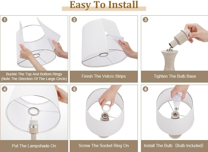 Miniatura 9 de Seealle Juego de 2 lámparas de noche de 22.2 pulgadas con USB C+A, lámparas táctiles regulables para mesitas de noche, dormitorio, sala de estar