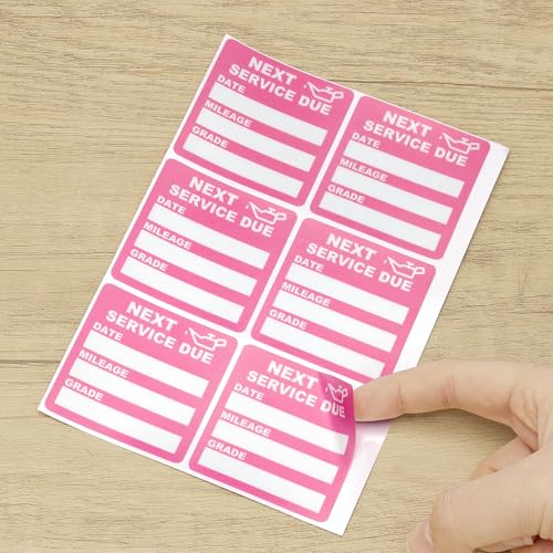 Image of for Oil Change Sticker Static Cling, Clear Stickers 120 Pcs 2 inchx 2 inch Next Service Due Sticker for Windshield, Easy to Peel with No Residue for Car Auto Vehicle Window (Pink1)