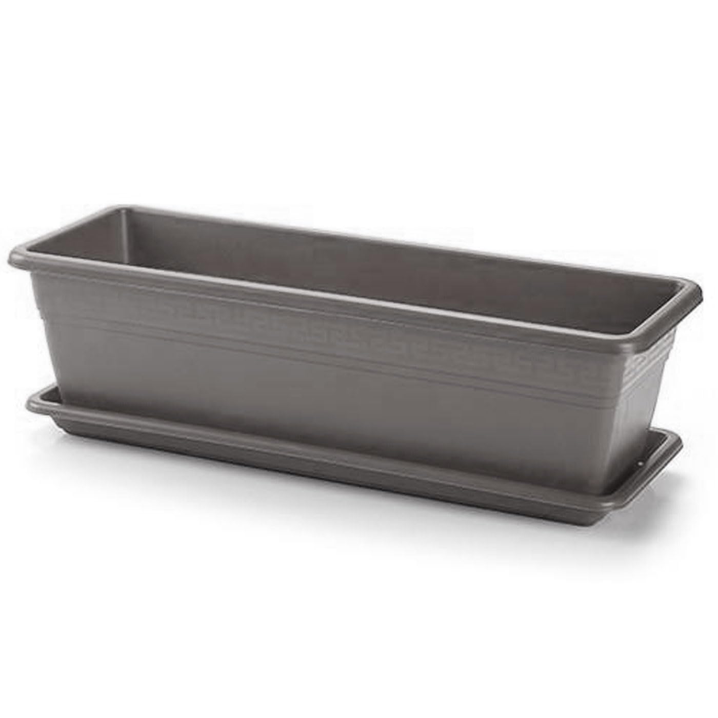 Acan Jardinera eva de plástico con Plato adán 20 litros, 50 cm, Color Gris - PLFT - Maceta para Plantas y Flores Rectangular de plástico con Agujeros de Drenaje