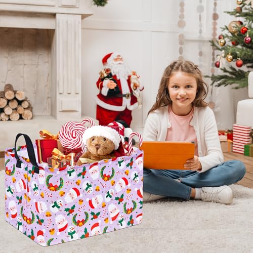 Image of Rectangular Christmas Basket Storage Bin Collapsible Nursery Hamper Book Shelf Basket Xmas Party Box