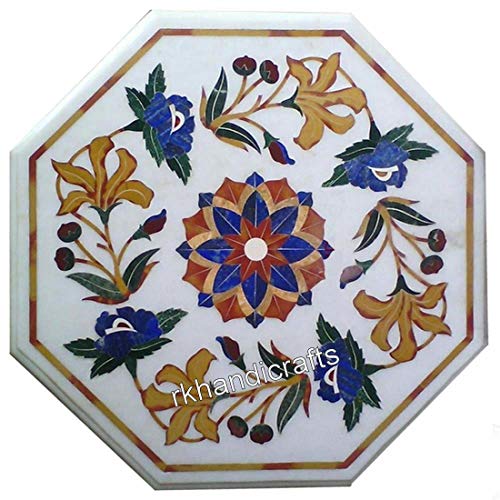 15 x 15 Inches White Marble Corner Table Top Multi Color Coffee Table 15 x 15 Inches White Marble Corner Table Top Multi Color Coffee Table