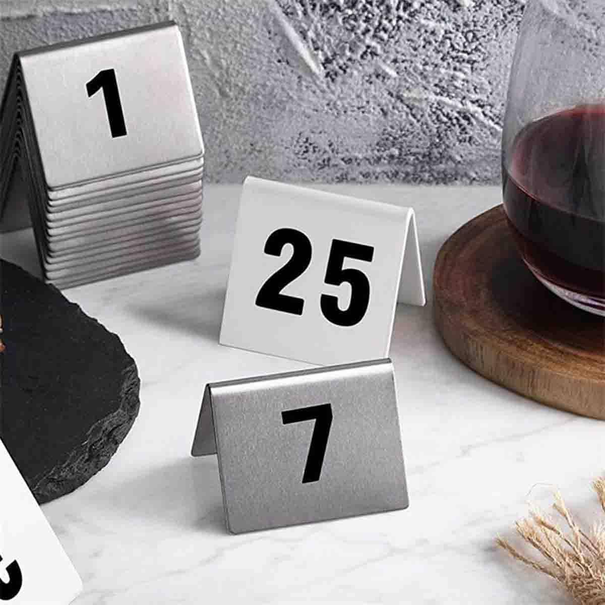 Numeros de Mesa 1-25 1-50 1-100 Numeros de Mesa para Restaurantes Cafes Bodas Banquetes, Reciclables, Numeros de Mesa Estilo Carpa, Cartel Digital para Mesa Platos de Asiento Tarjeta,1to25