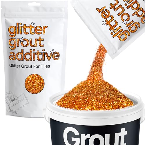 Hemway Glitter Grout Additive add Sparkle to Mosaic Tiles, Bathrooms, Wet Rooms, Kitchens, Tiled Based Rooms and Cement Based Grouts 100g / 3.5oz - Copper