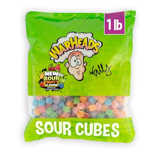 Image of WARHEADS Cubes - Sour, Sweet & Fruity Chewy Candy with New Sour Fruity Flavors: Orange, Watermelon, Blue Raspberry, Black Cherry, Strawberry & Green Apple - 1 lb Bulk Bag