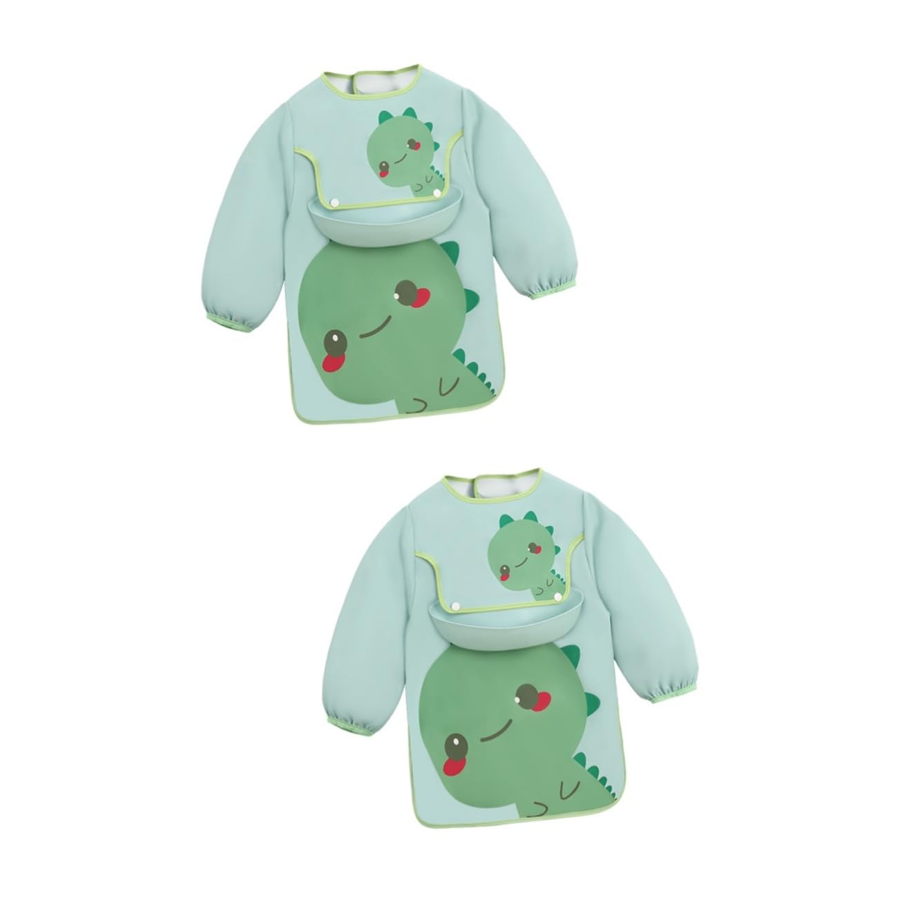 Abaodam 2pièces Bavoir Manches Étanche Pour Garçon Fille Tablier De Nourriture Avec Ronde Et Manches Longues Pour Activités Et Repas