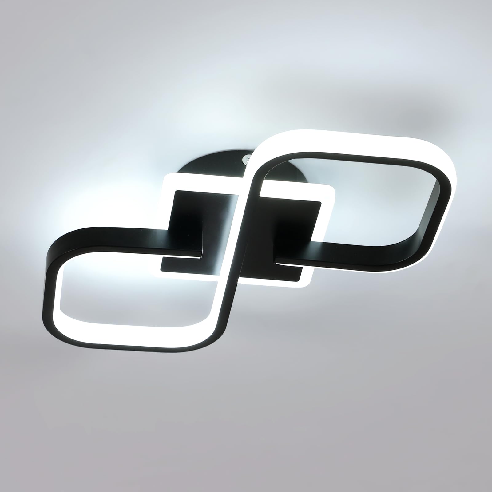 Mckalen Plafon de Techo LED Moderno, 36W 4050LM 40.5CM Lámpara de Techo LED Salón Acrílico, Negro Luz de Techo LED Cuadrado para Dormitorio Comedor Cocina Pasillo, Blanca Fría 6500K