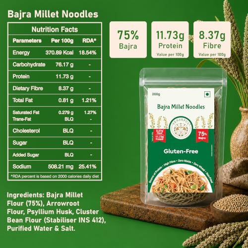 Image of SENSEFUL Bajra (Pearl) Millet Gluten-Free Noodles Pack of 2-200 gm Each