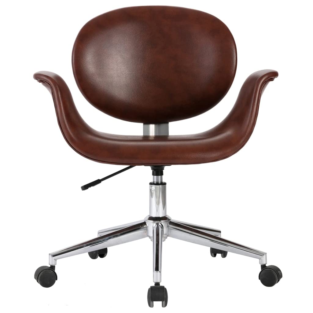 Silla de comedor giratoria de piel sintética, color marrón, giratoria 360°, mecanismo de elevación de gas, asiento y respaldo ergonómicos, acolchado grueso