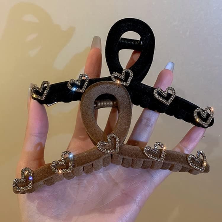 クランプクリップ特大クリップヘアボリューム大ベルベットヘアクリップ女性バックヘッドカーリーヘアサメクリップヘアアクセサリー (Col