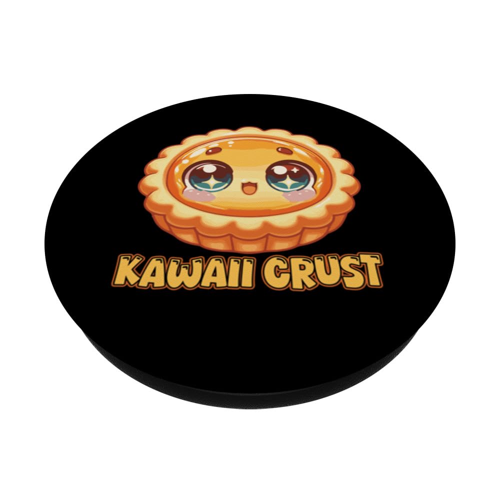 Kawaii Crust - Anime Butter Tart Costume PopSockets Swappable PopGrip, Black - Image 2