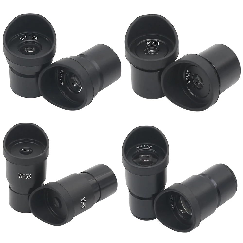 Microscope Lot de 2 oculaires for microscope stéréo WF5X WF10X WF15X WF20X, lentille optique à grand champ, diamètre de montage 30 mm ou 30,5 mm avec œilletons en caoutchouc(WF15X-30.5MM)