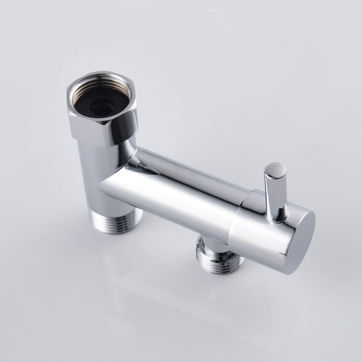 Tecmolog Brass Bidet T Adapter with Shut Off Valve 7/8" 1/2" 3 Way Toilet Bidet Connector for Bidet Attachement Chrome, DSF010