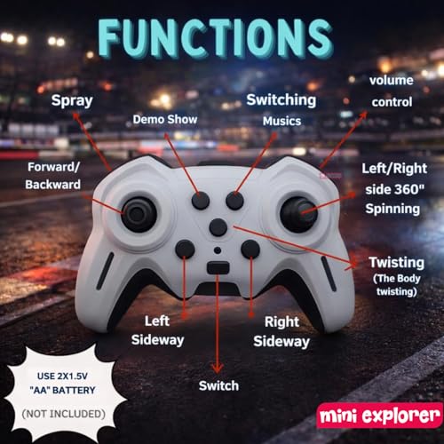 Image of MiniExplorer 2.4GHz 4x4 Gesture Sensor RC Smoke Stunt Car | Hand Gesture Control Double Sided 360 Spinning Drift Car with Spray Mist, Lights & Music | High Speed Off Road Remote Control Toy for Boys